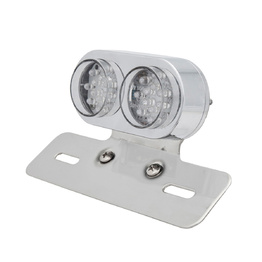 Twin Round Chrome LED Tail Light with Indicators - Clear Lens 