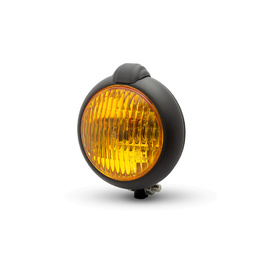 Bates Style Black Headlight - Yellow Lens