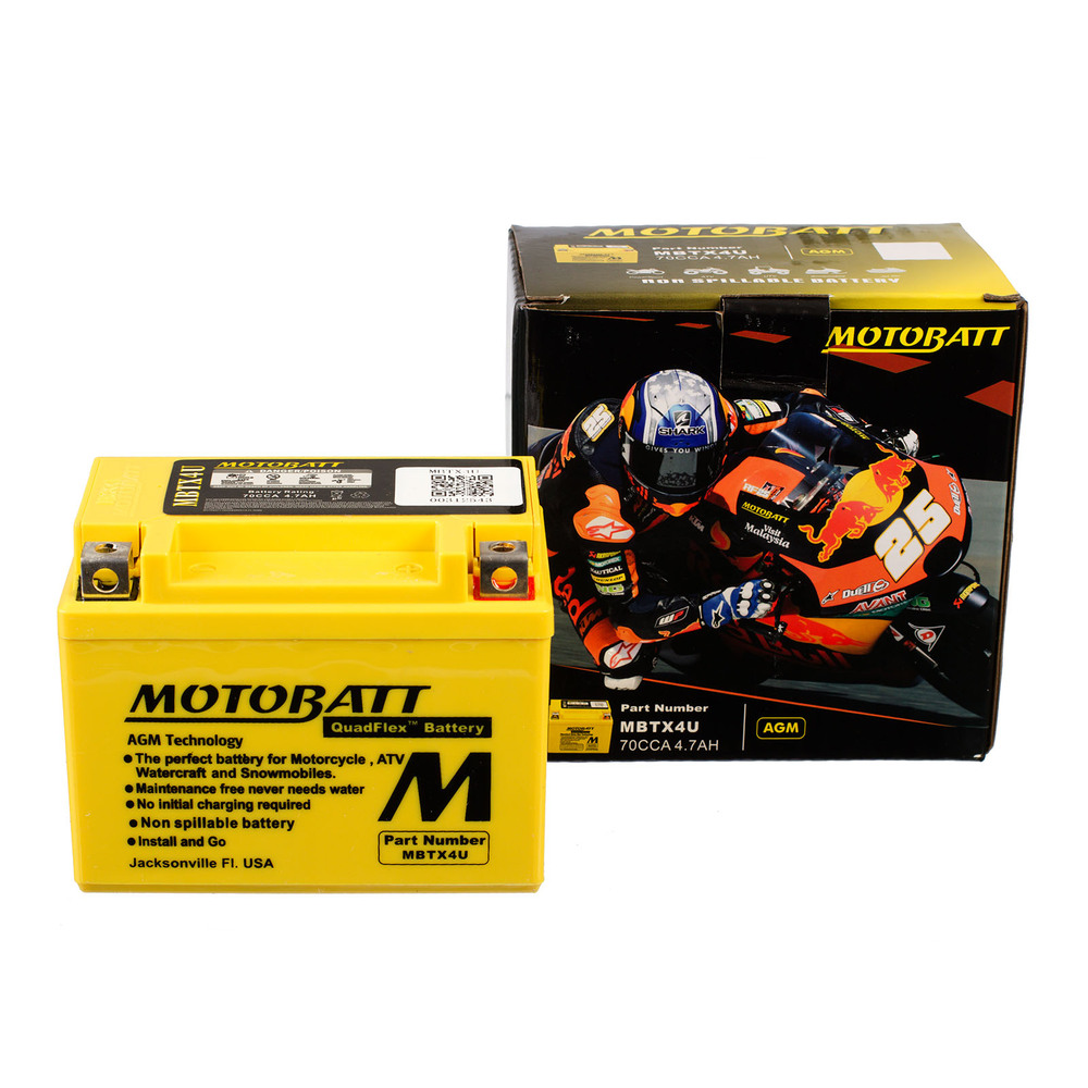 MotoBatt MBTX4U MOTOBATT Quadflex AGM Bike Battery 12V 4.7Ah 