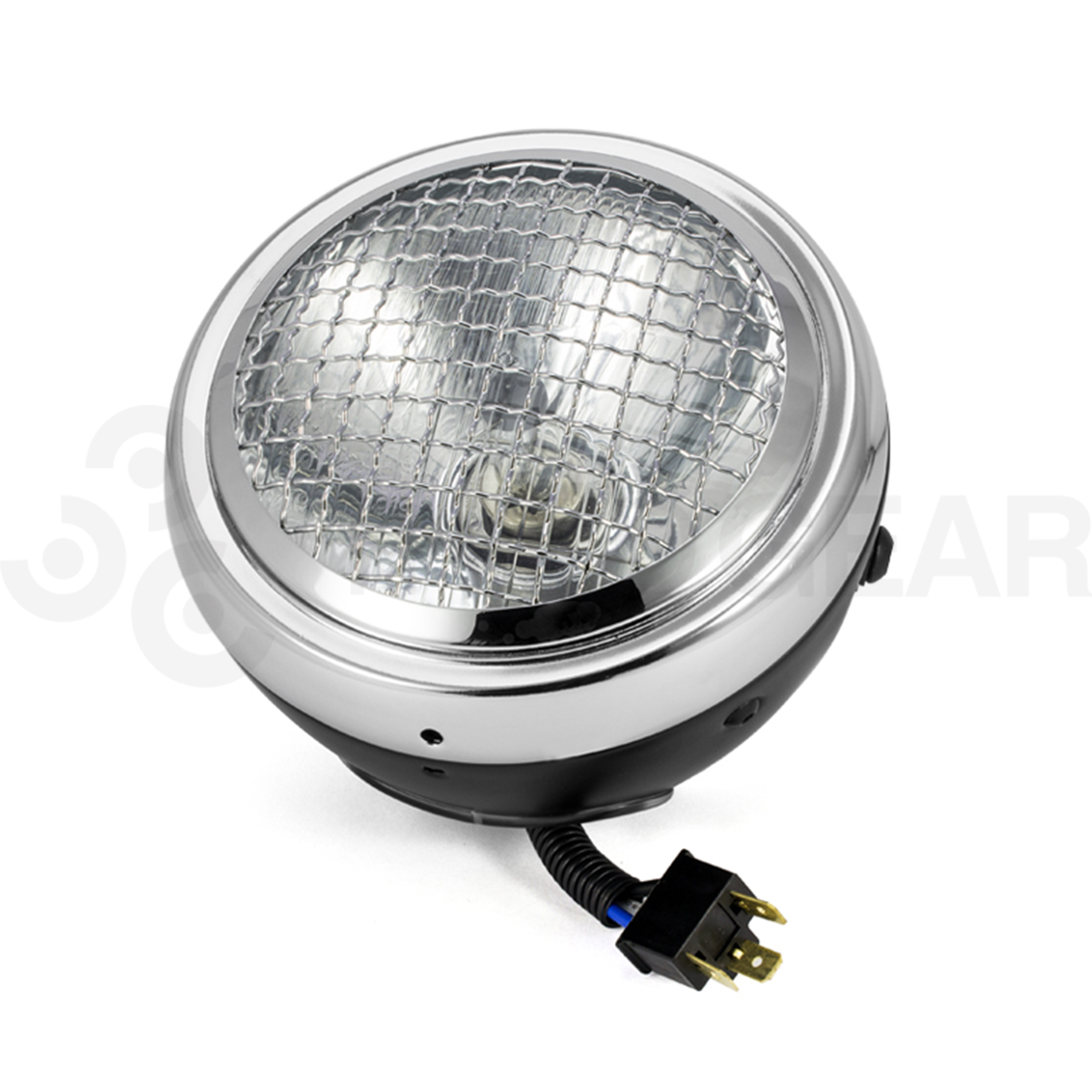 Krator Motorcycle Headlight Mesh Grill – 6 Inch, Black & Chrome, Bottom Mount