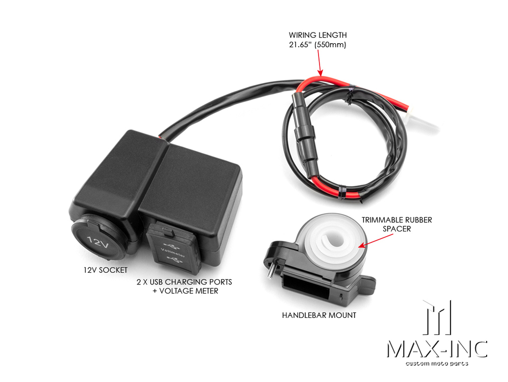 Support / Fixing 12v socket or universal USB motorcycle