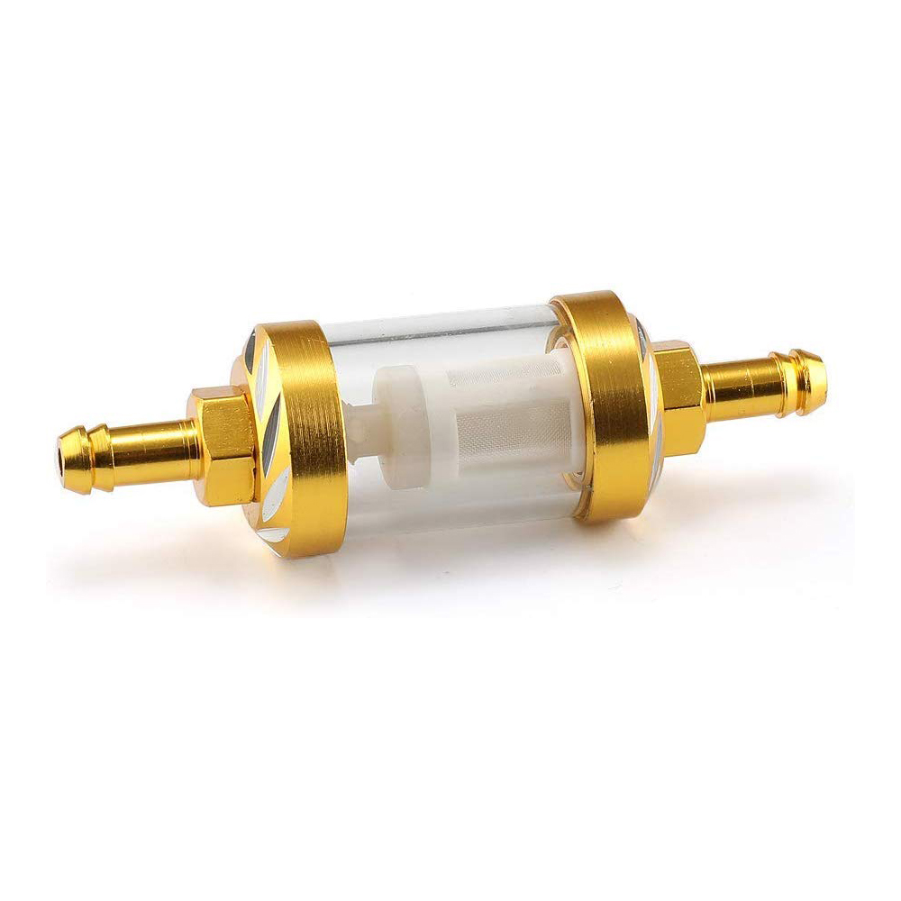 5/16" (8mm) Inline Fuel Filter – Metal & Glass – For Motorcycle, Car, Petrol, Diesel