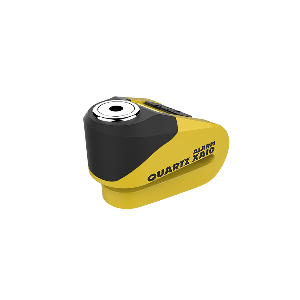 Oxford Quartz XA10 Alarm Disc Lock 10mm Pin Yellow Black LK216 Bike Security 