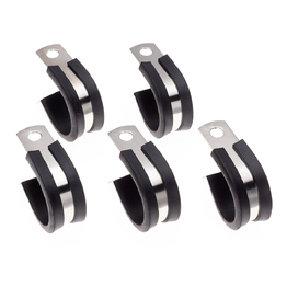 22mm Stainless Steel / Rubber Cushioned P Clamps - 5 Pack