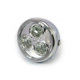 3 Eyes LED All Metal Headlight - Chrome