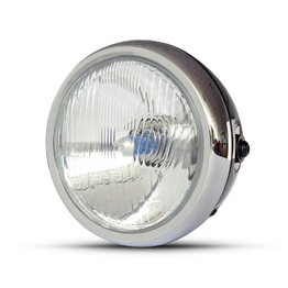 6.5" Classic Metal Headlight - Gloss Black / Chrome