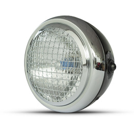 6.5" Classic Metal Mesh Headlight - Gloss Black / Chrome