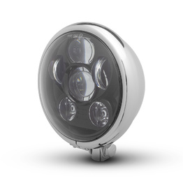 Bates Style Six Projector LED Headlight - Chrome