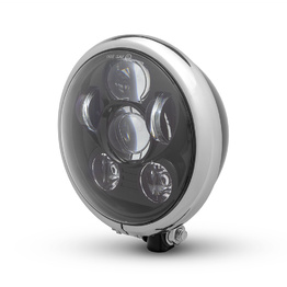 Bates Style Six Projector LED Headlight - Gloss Black / Chrome