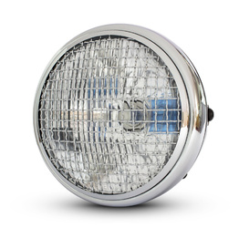 7.5" Classic Metal Mesh Headlight - Gloss Black / Chrome