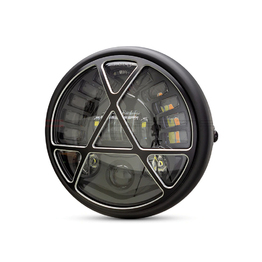 7.5" Metal LED Headlight with Integrated Indicators and Anarchy Grill