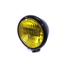Bates Style Black Headlight - Yellow Lens
