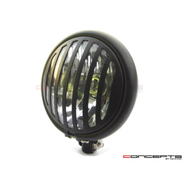 Bates Style Bottom Mount Headlight 5 3/4" Prison Grill - Matte Black