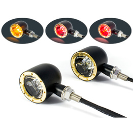 Classic LED Stop/Tail/Indicator Lights - Black & Brass