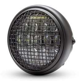 7.7" Matte Black Classic Metal Multi Projector LED Headlight with Mesh Grill