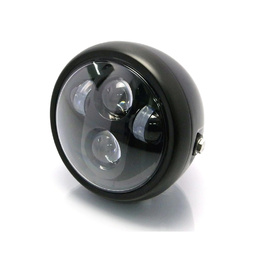 6" Black Quad LED Projector Metal Headlight