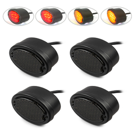 Black Metal Oval LED Light Set Smoked Lens - 4 Lights