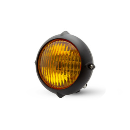 Vintage Bottom Mount LED Headlight with Yellow Lens - Black