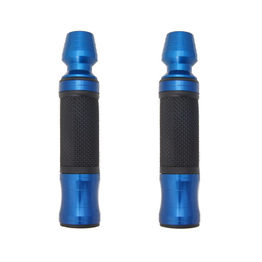 Blue CNC Machined Aluminium Rubber Grips With Bar Ends