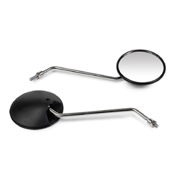 Bent Stem Black/Chrome Scooter Mirrors - 8mm
