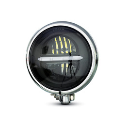 Bates Style Bottom Mount Headlight with Custom Black LED Insert - Chrome