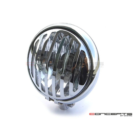 Bates Style Bottom Mount Headlight 5 3/4" Prison Grill - Chrome