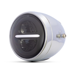 5.75" Vintage Style Chrome Metal LED Headlight With Integrated Digital GPS Speedometer