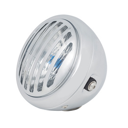 6.5" Metal Grill Headlight - Chrome