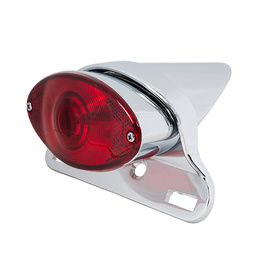 Chrome Cateye Tail Light - Red Lens