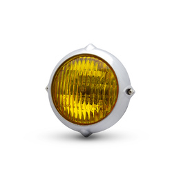 Vintage Bottom Mount Headlight with Yellow Lens - Chrome