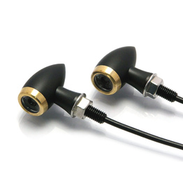 Chubby Aluminium Micro LED Indicators - Matte Black / Brass