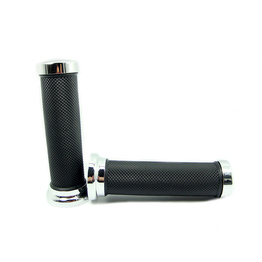 Motorcycle Diamond Grips With Chrome Caps