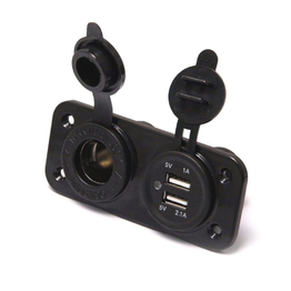 Flush Mount 12V Power Socket + Twin USB