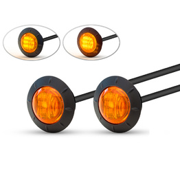 Pair of Round Flush Mount LED Indicators - Amber Lens