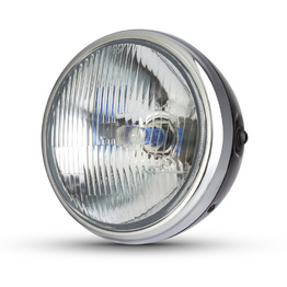7.7" Classic Metal Headlight - Gloss Black / Chrome