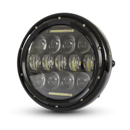 7.5" Gloss Black Multi Projector LED Metal Headlight