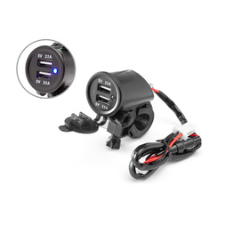 Handlebar Mount Twin USB Power Supply - 22mm - 25mm