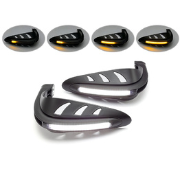 Black LED Hand Guards with Integrated Daytime Running Lights/Indicators - White/Amber