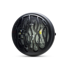 7.7" Multi Projector Headlight with Flame Grill - Matte Black