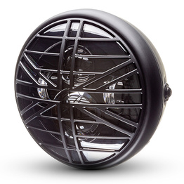 7.7" Multi Projector Headlight with Union Jack Grill - Matte Black