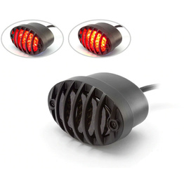Matte Black Metal Prison Grill Oval LED Stop / Tail Light - Smoked Lens