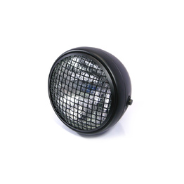 Mesh Side Mount Motorcycle Headlight - 7.7" Black