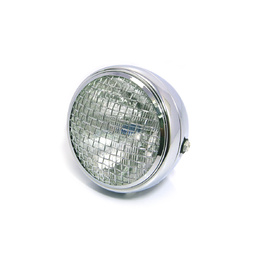 Mesh Side Mount Motorcycle Headlight - 7.7" Chrome