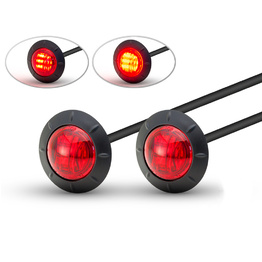 Pair of Round Flush Mount LED Tail Stop Light - Red lens