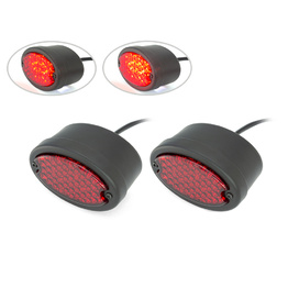 Pair of Matte Black Metal Oval LED Stop / Tail Light