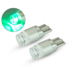 Pair T10 W5W 12V LED Projector Bulbs - Green