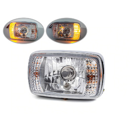 Rectangle Headlight with Indicators - Black/Chrome