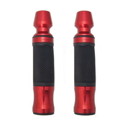Red CNC Machined Aluminium Rubber Grips With Bar Ends