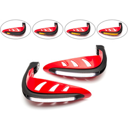 Red LED Hand Guards with Integrated Daytime Running Lights/Indicators - White/Amber