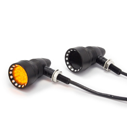 Alloy Retro LED Indicators with Smoked lens - Matte Black